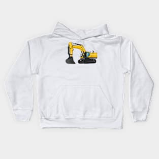 Crawler excavator cartoon illustration Kids Hoodie